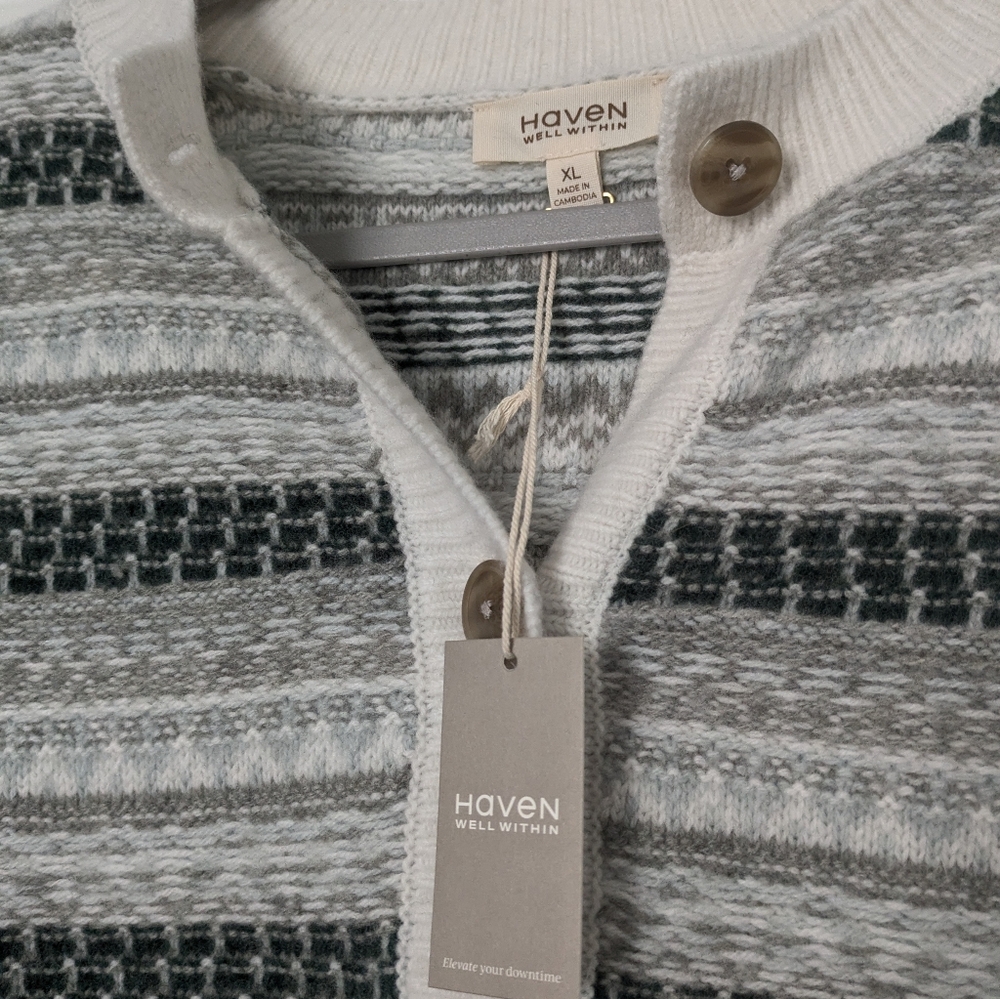 NWT Haven Well Within Wool Blend Fair Isle Cardigan - Picture 5 of 8